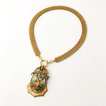 Load image into Gallery viewer, front opening necklace with medieval revival style romantic pendant on a white background

