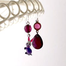 Load image into Gallery viewer, Vintage purple and pink bunny earrings
