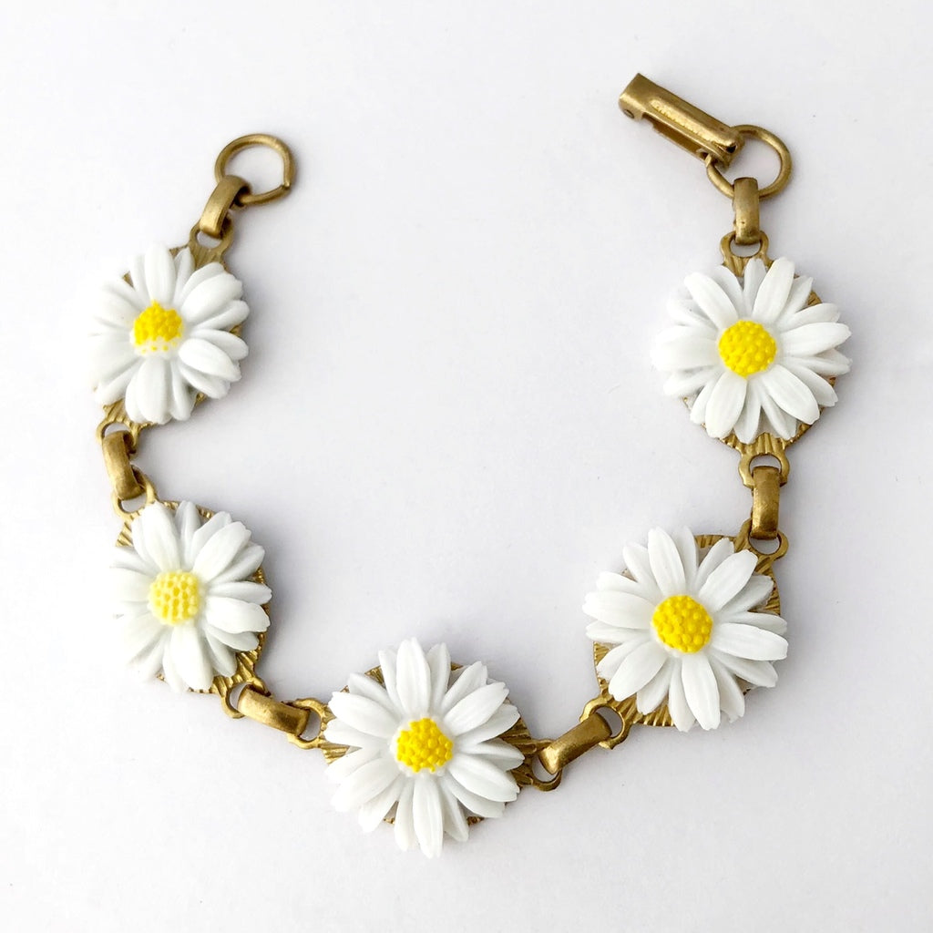 Vintage celluloid daisy chain bracelet